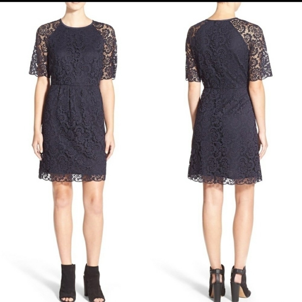 NWOT Madewell navy blue magnolia lace dress midi career size‎ 6 midi